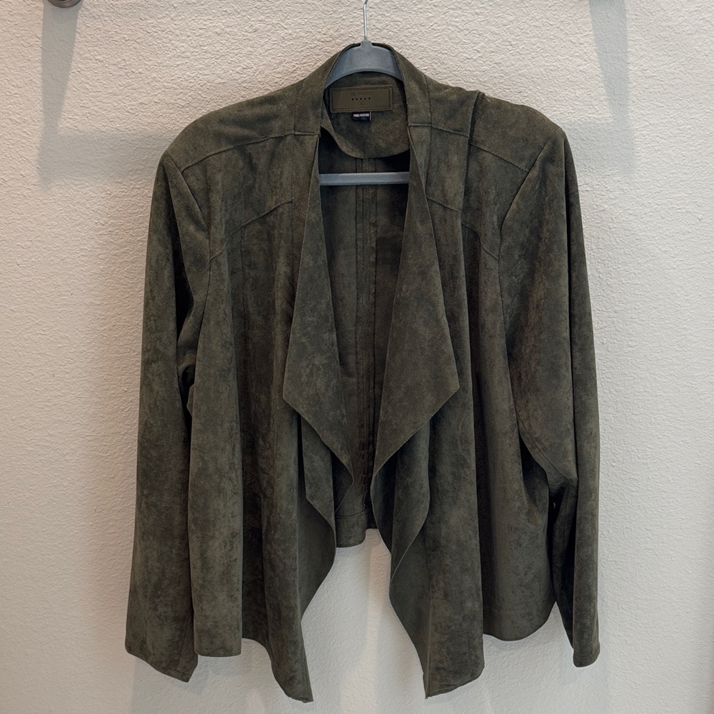 Blank NYC Olive Green Suede Women's Draped Blazer